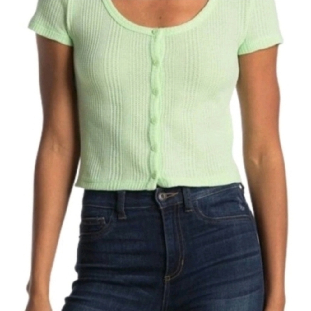 Elodie Mint Button-Up Knit Top